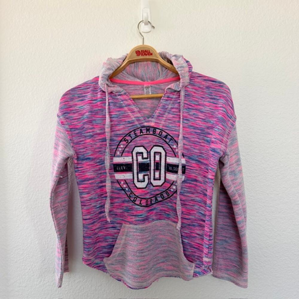 Steamboat Colorado Hoodie Salt Creek Women's Large Pink Blue White Heather